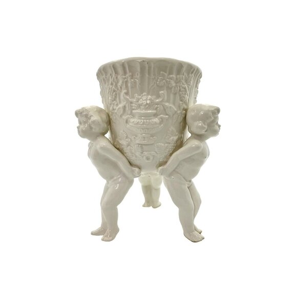 Porcelain Cherubs Pedestal FootedPlanter Vase Homw Decor